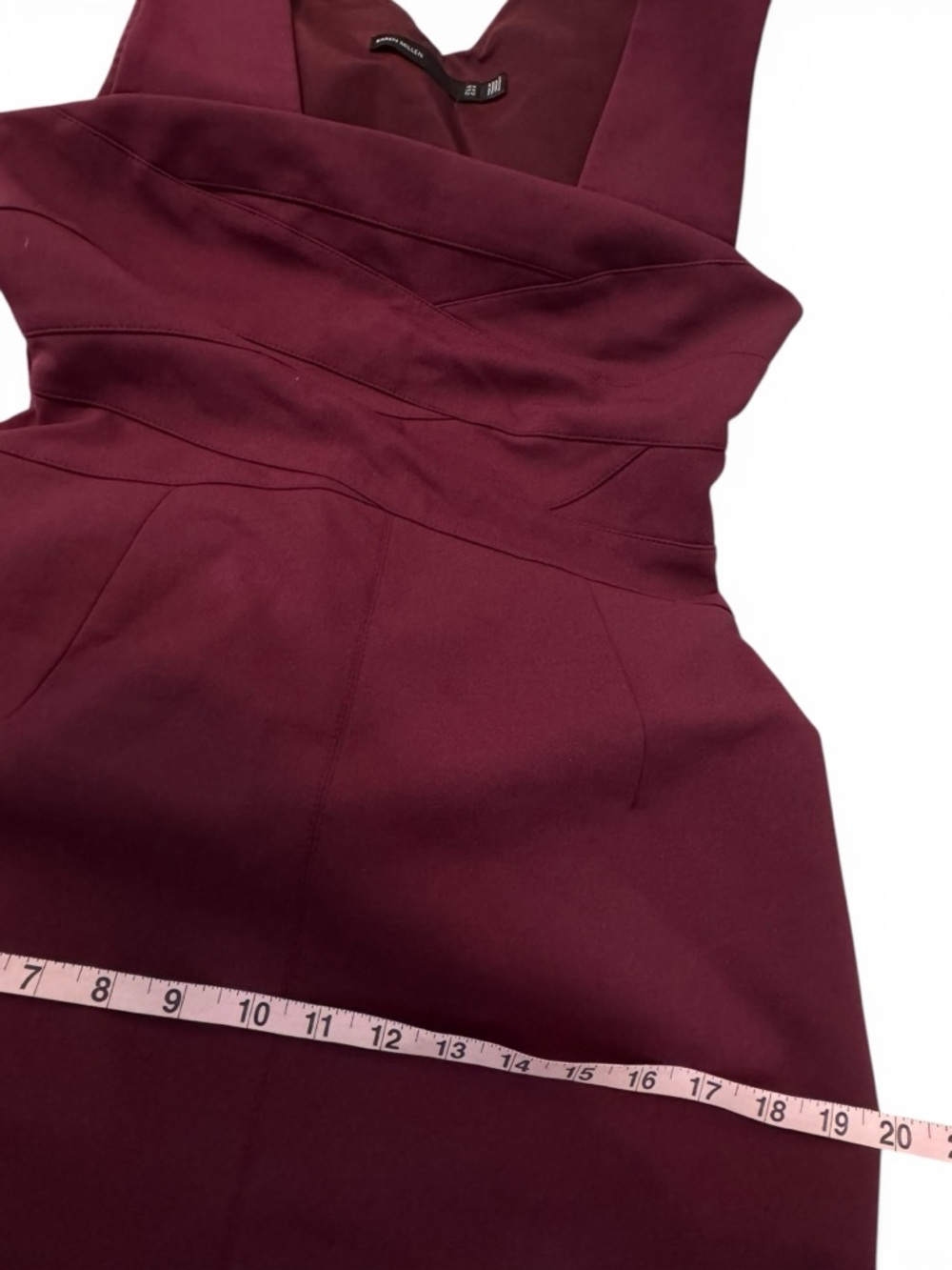 Karen Millen Dress Plum Sleeveless Midi Sheath Ponte Knit Tailored 10 - Picture 13 of 14